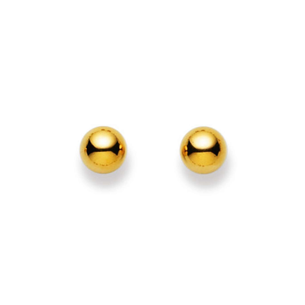 Damen Ohrstecker in 18 Karat Gelbgold, Kugel, 6mm