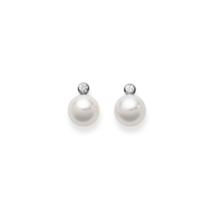 Ohrstecker 18 Karat Weissgold mit Akoya Perle 8-8.5 mm, Diamant 0.10 ct