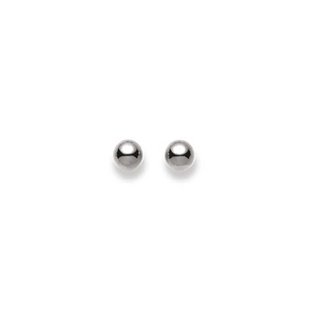 Damen Ohrstecker in 18 Karat Weissgold, Kugel, 4mm