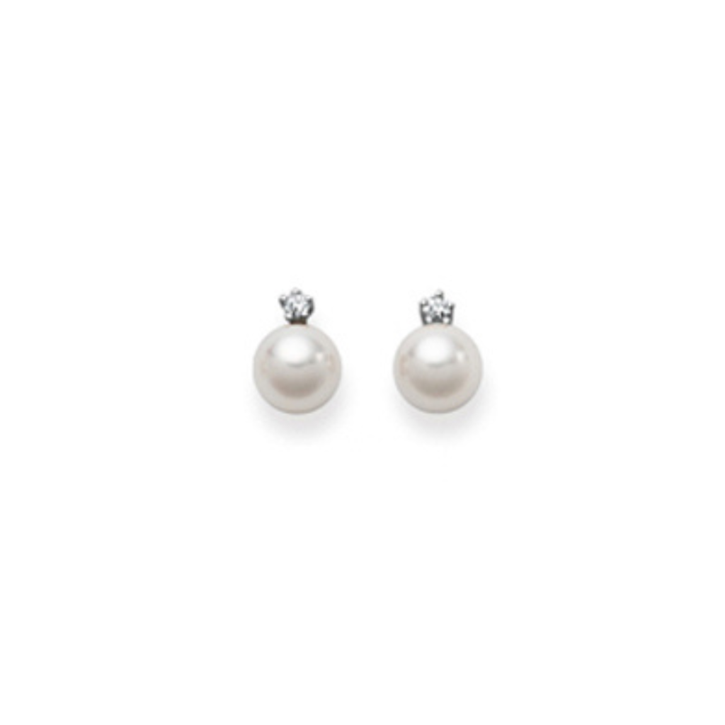 Ohrstecker 18 Karat Weissgold mit Akoya Perle 6.5-7 mm und Diamant