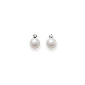 Ohrstecker 18 Karat Weissgold mit Akoya Perle 6.5-7 mm und Diamant