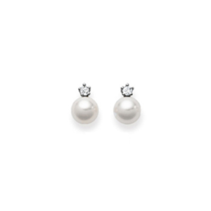 Ohrstecker 18 Karat Weissgold mit Akoya Perle 7-7.5 mm und Diamant