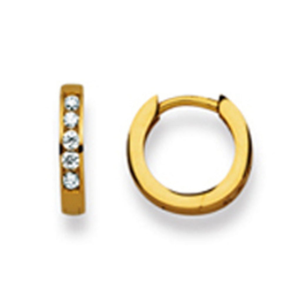 Scharnier-Creolen Damen Ohrringe in 750/18 Karat Gold, Poliert, Zirkonia