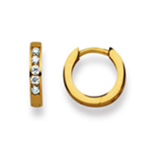 Scharnier-Creolen Damen Ohrringe in 750/18 Karat Gold, Poliert, Zirkonia