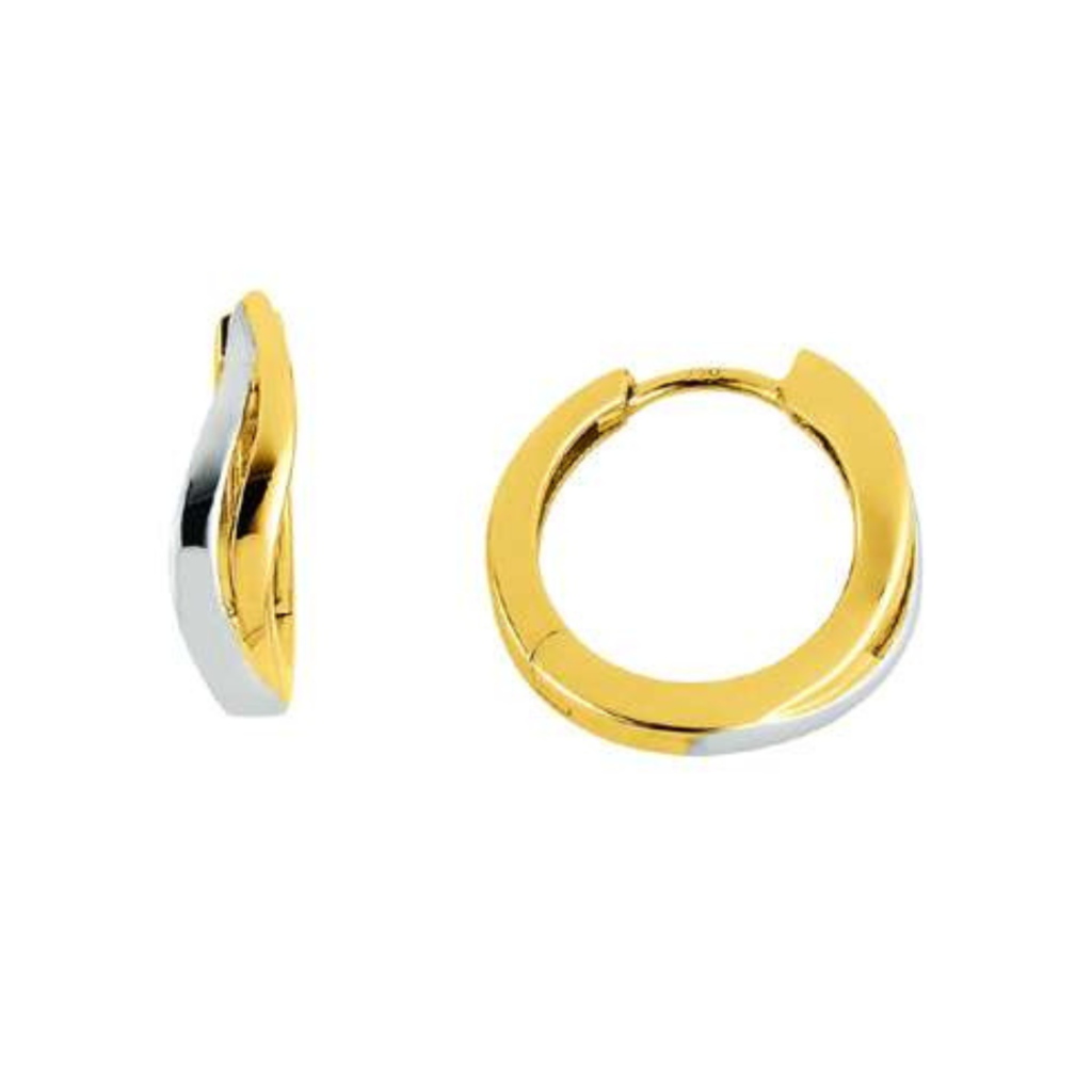 Scharnier-Creolen Gewölbt in 750/18 Karat Gold, Poliert, Bicolor