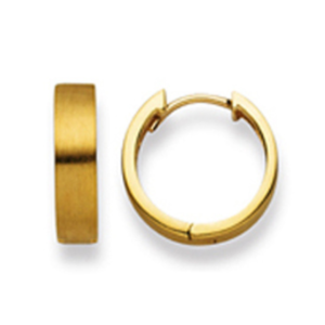 Scharnier-Creolen in 750/18 Karat Gelbgold - Matt Poliert, 14 mm