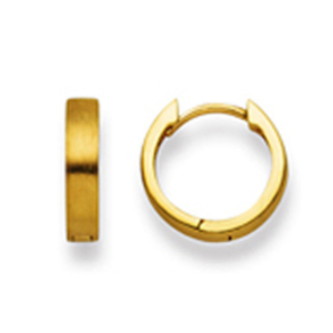 Scharnier-Creolen in 750/18 Karat Gelbgold - Matt Poliert, 12 mm