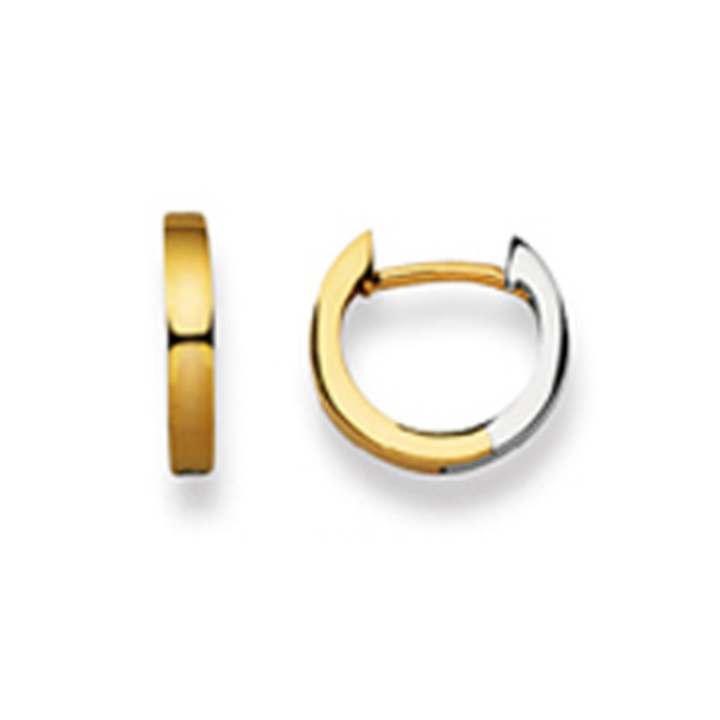 Scharnier-Creolen in 750/18 Karat Gold - Bicolor - 12 mm