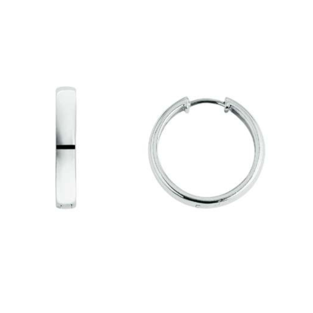 Scharnier-Creolen in 750/18 Karat Weissgold - 19 x 3 mm