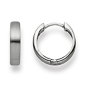 Scharnier-Creolen in 750/18 Karat Weissgold - Matt Poliert, 12 mm