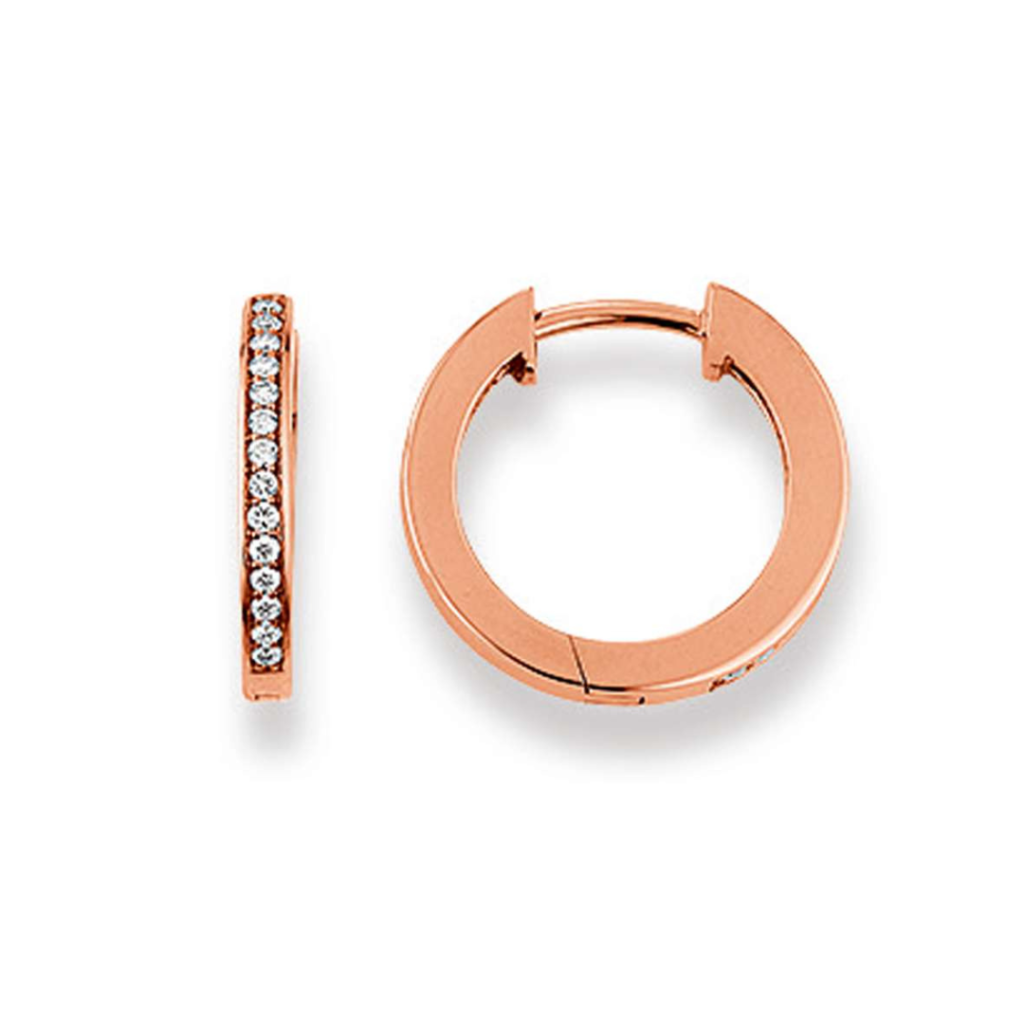 Scharnier-Creolen in 18 Karat Roségold mit Diamanten, 15 mm