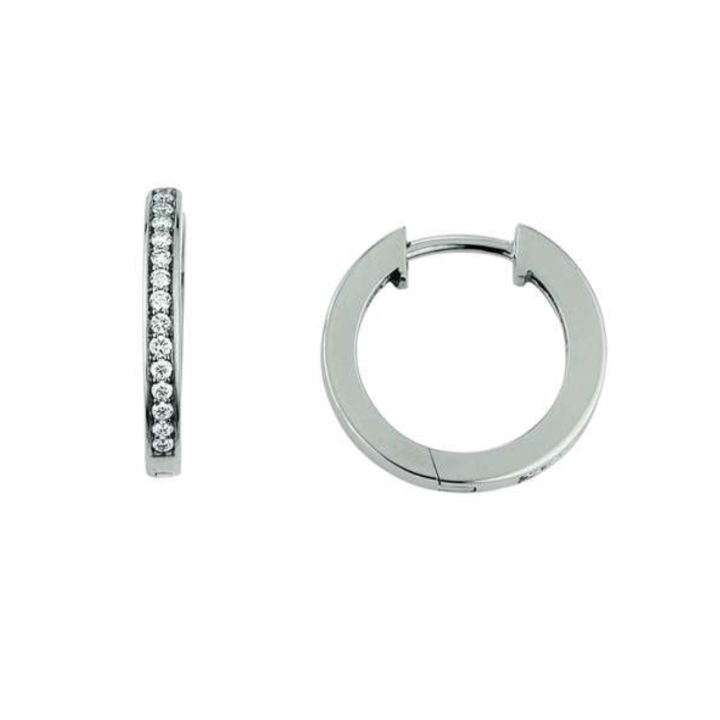 Scharnier-Creolen in 18 Karat Weissgold mit Diamanten, 15 mm
