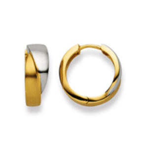 Scharnier-Creolen in 750/18 Karat Gold, Poliert, Bicolor
