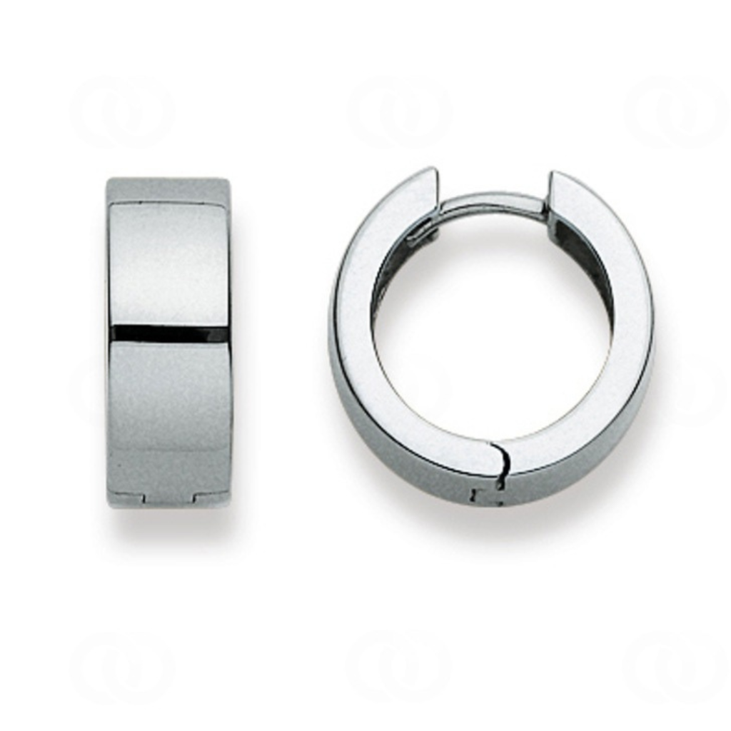 Scharnier-Creolen in 750/18 Karat Weissgold für Damen - Poliert - 15 mm