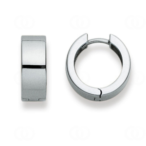 Scharnier-Creolen in 750/18 Karat Weissgold für Damen - Poliert - 15 mm