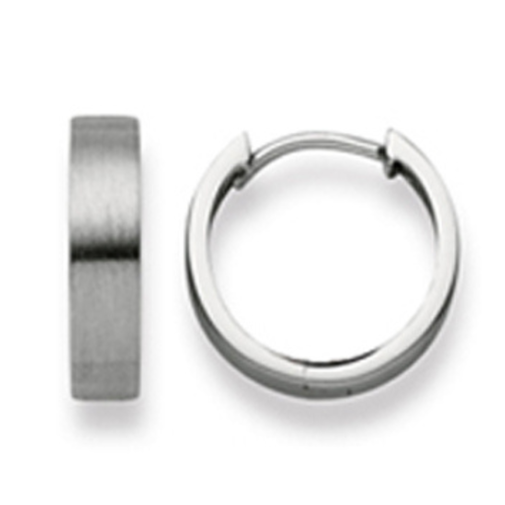 Scharnier-Creolen in 750/18 Karat Weissgold - Matt Poliert, 14 mm