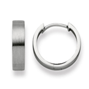 Scharnier-Creolen in 750/18 Karat Weissgold - Matt Poliert, 14 mm