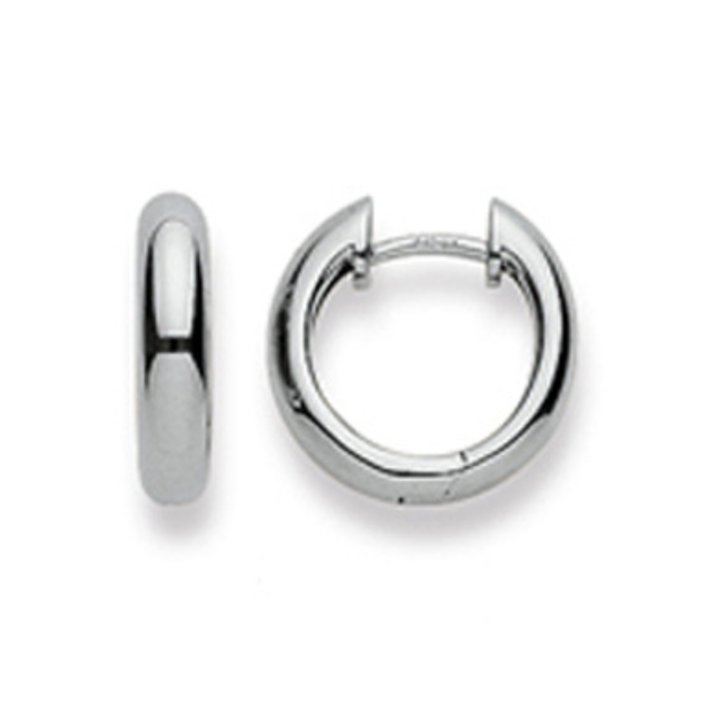 Scharnier-Creolen in 750/18 Karat Weissgold - Poliert, Classics, 15 mm