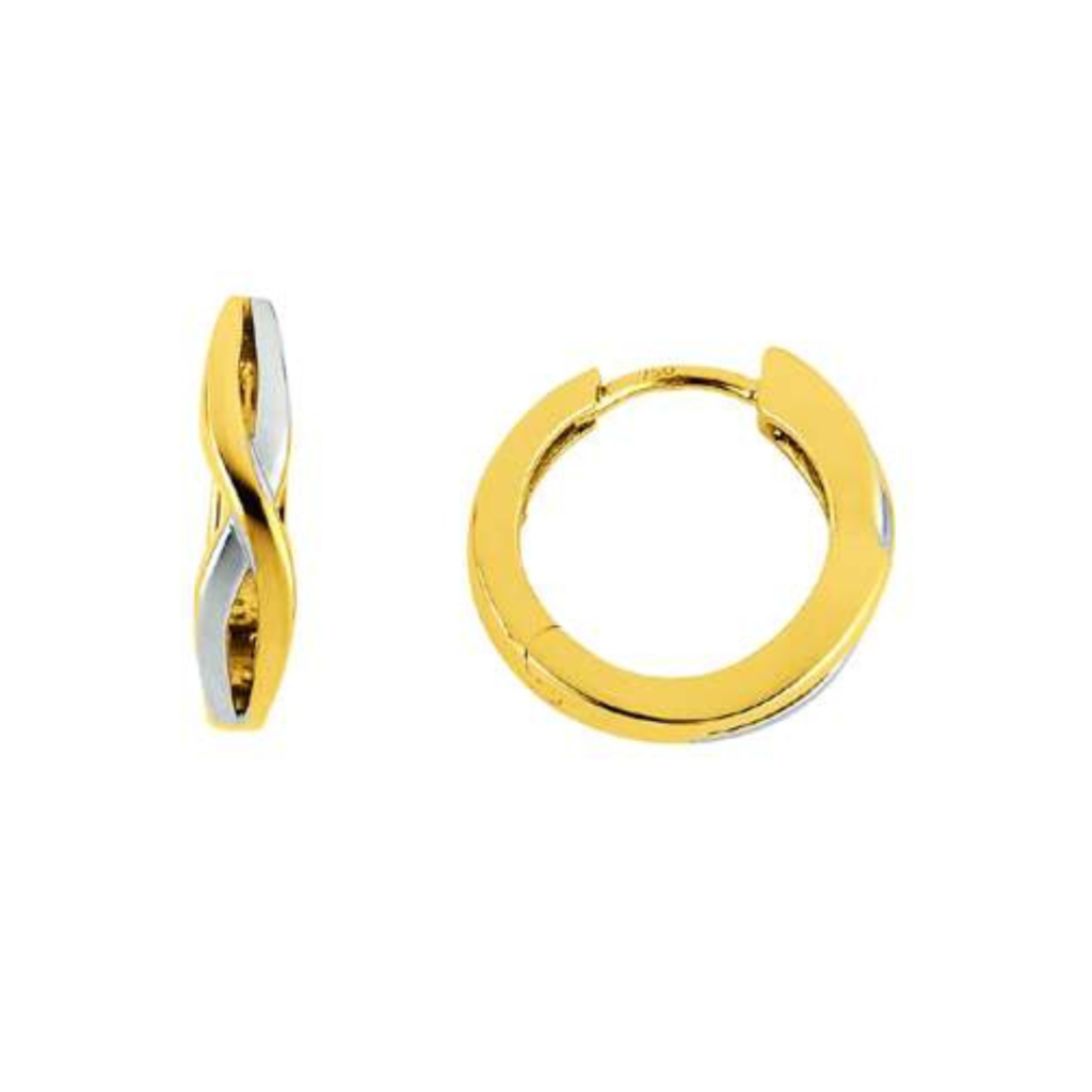Scharnier-Creolen verschlungen in 750/18 Karat Gold, Poliert, Bicolor