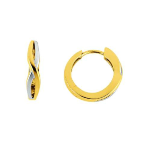 Scharnier-Creolen verschlungen in 750/18 Karat Gold, Poliert, Bicolor
