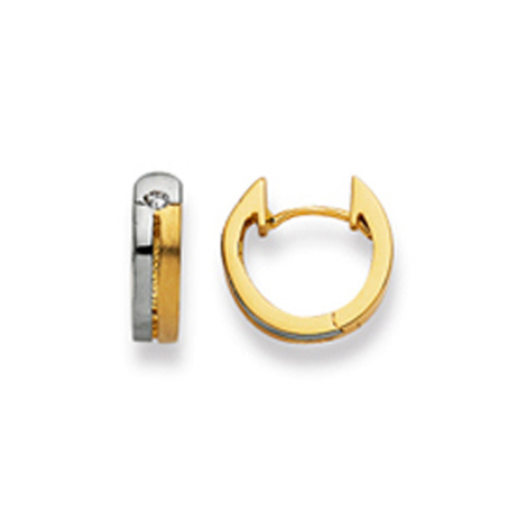Scharnier-Creolen verschlungen in 750/18 Karat Gold, Bicolor Ohrringe