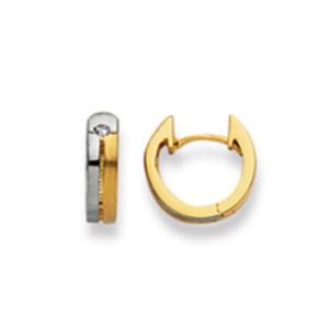 Scharnier-Creolen verschlungen in 750/18 Karat Gold, Bicolor Ohrringe