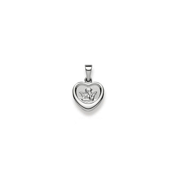 Schutzengel Anhänger Herz in 750/18 Karat Weissgold - 1258.02557/0100
