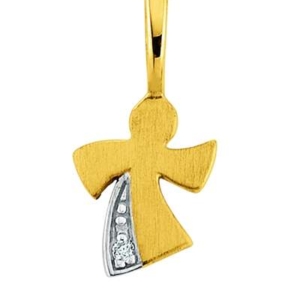 Schutzengel Anhänger in 18 K Gold Bicolor mit gefasstem Diamant - 1558.03527/0001