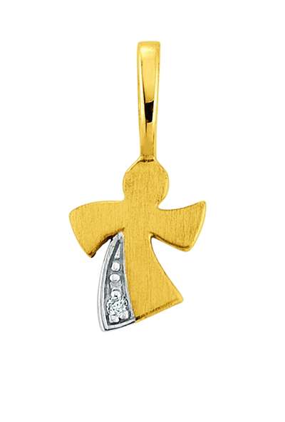 Schutzengel Anhänger in 18 K Gold Bicolor mit gefasstem Diamant - 1558.03527/0001