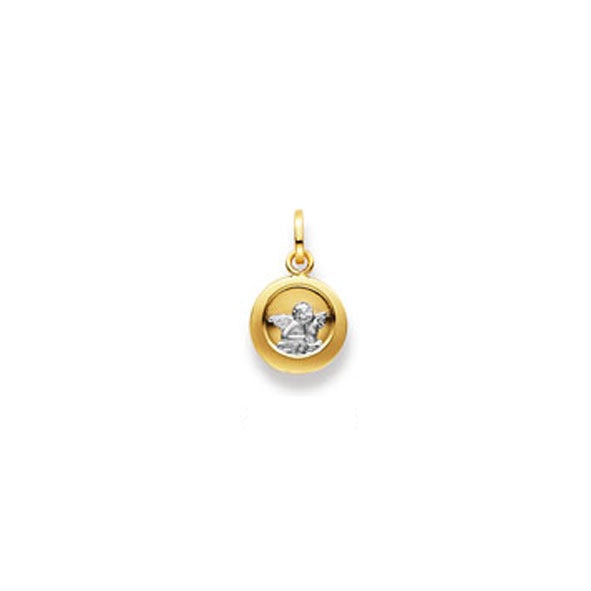 Schutzengel Anhänger Rund in 750/18 Karat Gold Bicolor - 1158.02596/1000