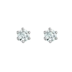 Solitär Ohrstecker in 18 Karat Weissgold mit Diamanten, 0.15 ct, 6-Griff Fassung