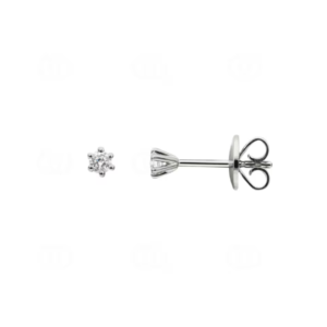 Solitär Ohrstecker 18 Karat Weissgold mit Diamanten, 6-Griff Fassung