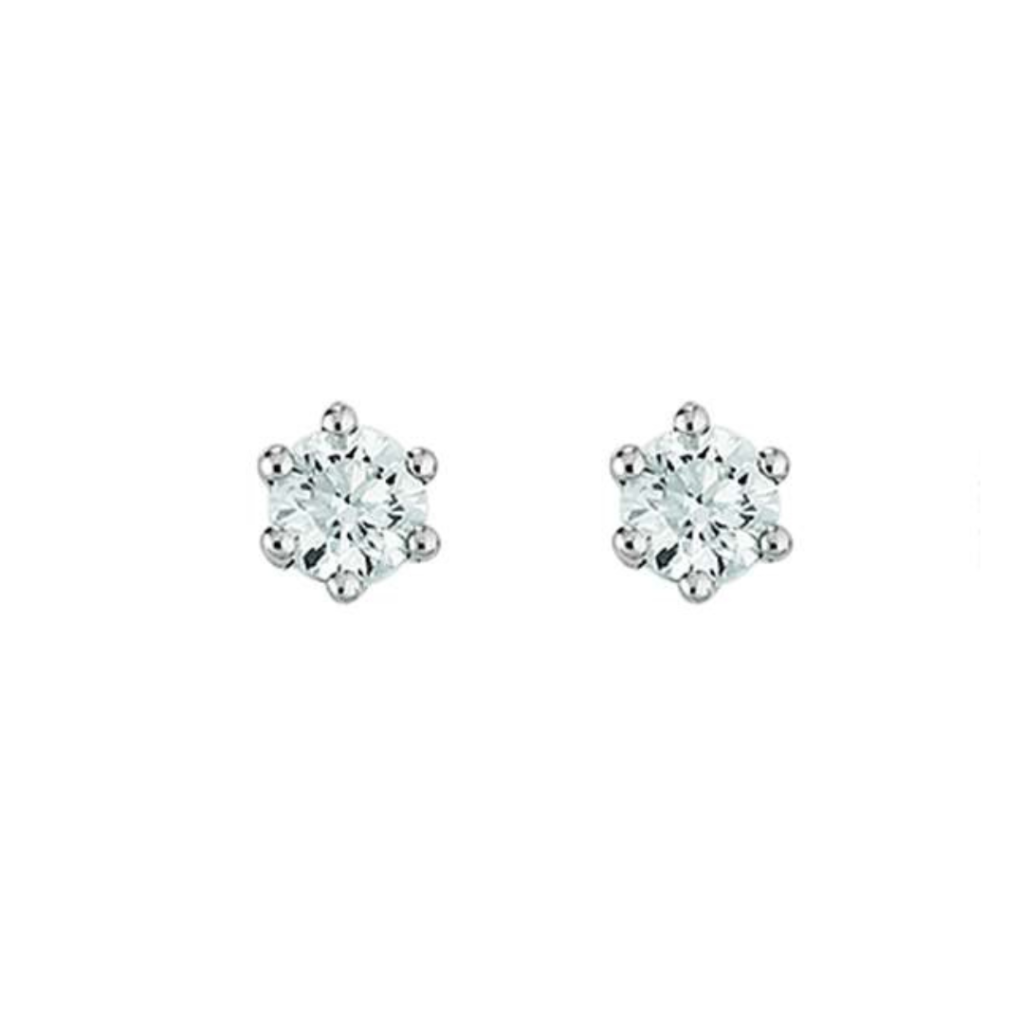 Solitär Ohrstecker 18 Karat Weissgold mit Diamanten, 0.10 ct, 6-Griff Fassung