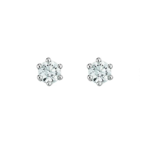 Solitär Ohrstecker 18 Karat Weissgold mit Diamanten, 0.10 ct, 6-Griff Fassung