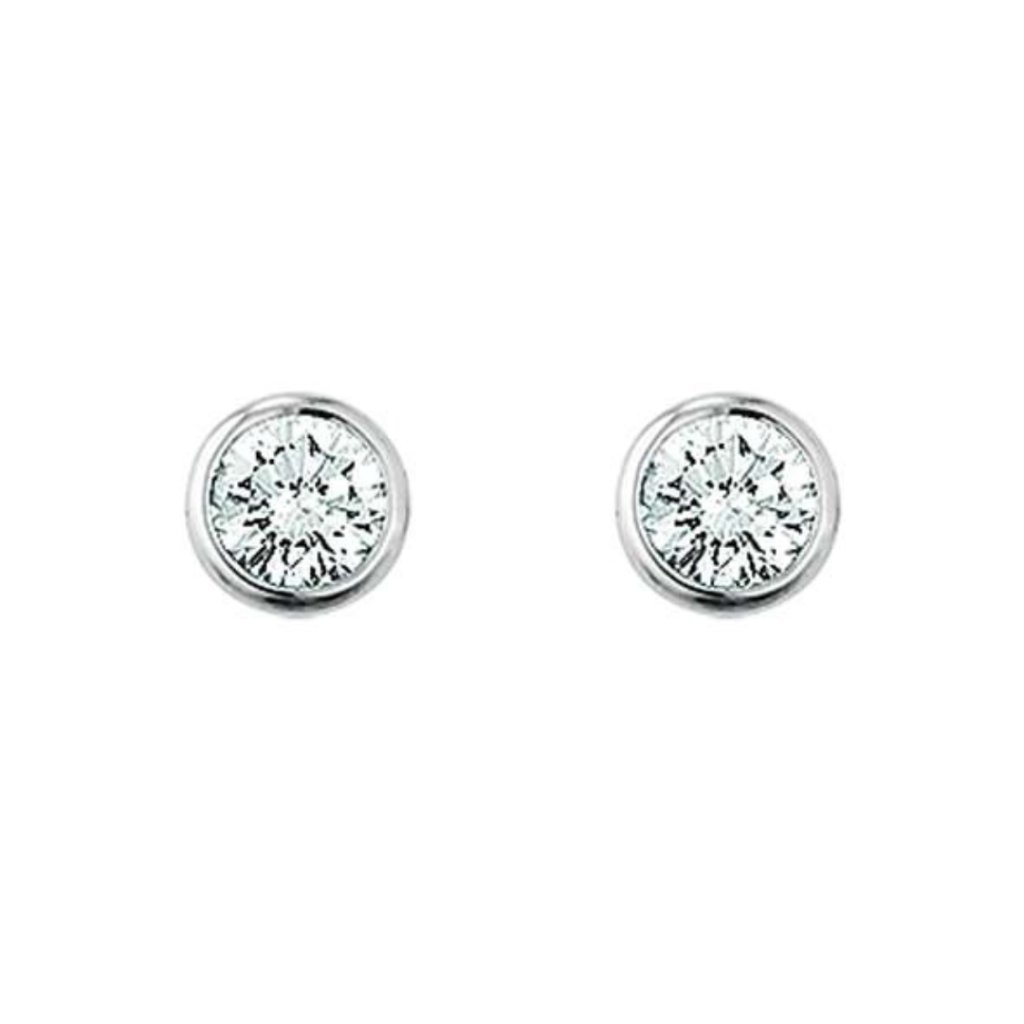 Solitär Ohrstecker 18 Karat Weissgold mit Diamanten, 0.10 ct, Kanalfassung