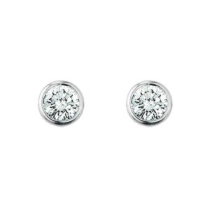 Solitär Ohrstecker 18 Karat Weissgold mit Diamanten, 0.10 ct, Kanalfassung