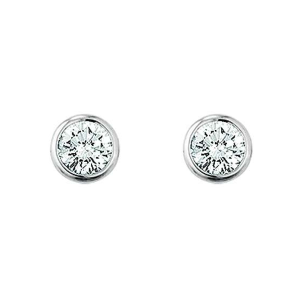 Solitär Ohrstecker 18 Karat Weissgold mit Diamanten, 0.15 ct, Kanalfassung