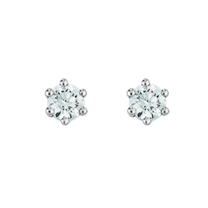 Solitär Ohrstecker in 18 Karat Weissgold mit Diamanten, 0.20 ct, 6-Griff Fassung