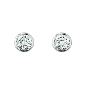 Solitär Ohrstecker 18 Karat Weissgold mit Diamanten, 0.20 ct, Kanalfassung