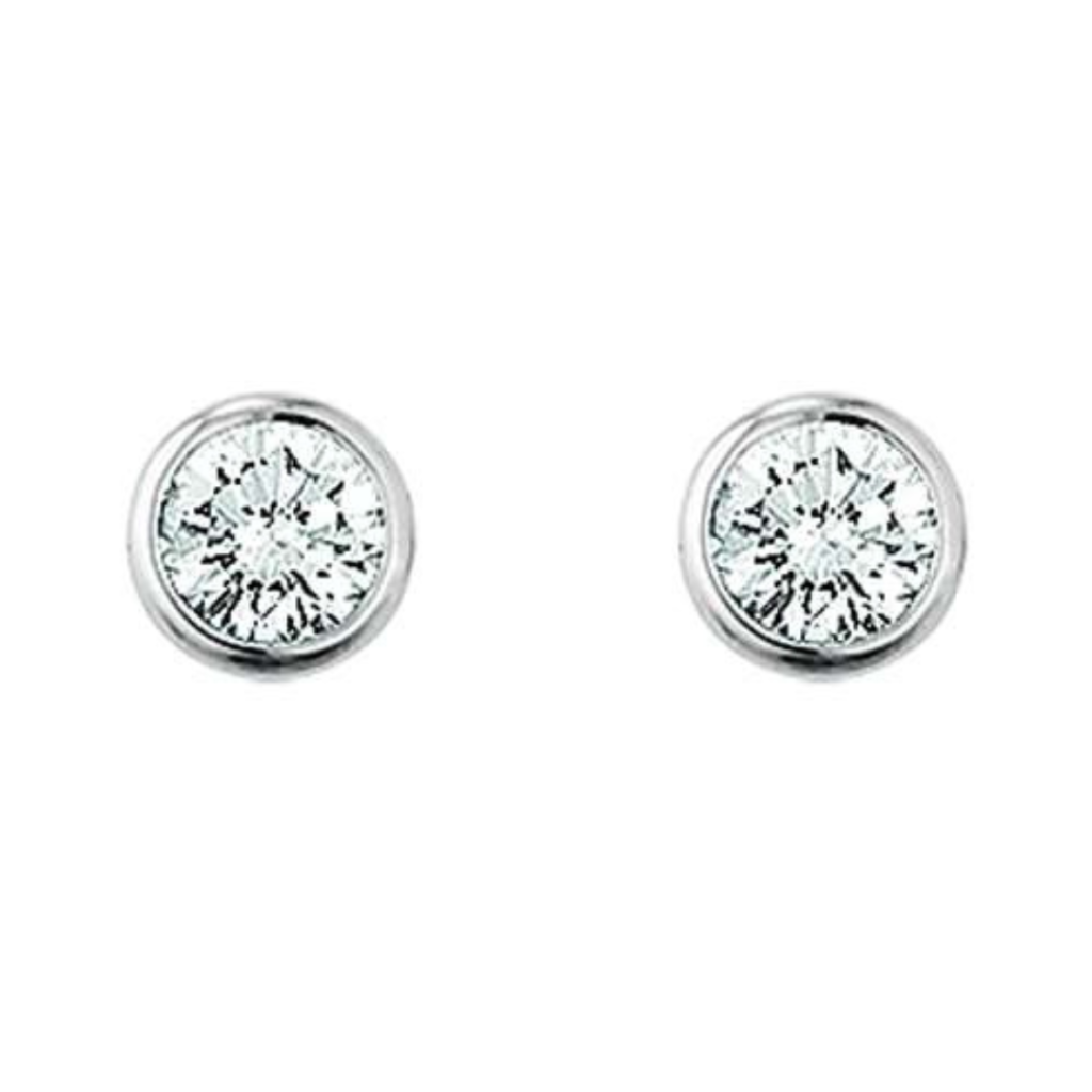 Solitär Ohrstecker 18 Karat Weissgold mit Diamanten, 0.25 ct, Kanalfassung