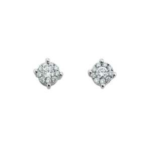 Solitär Ohrstecker in 18 Karat Weissgold mit Diamanten, 4-Griff Fassung
