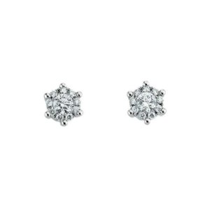 Solitär Ohrstecker in 18 Karat Weissgold mit Diamanten, Poliert