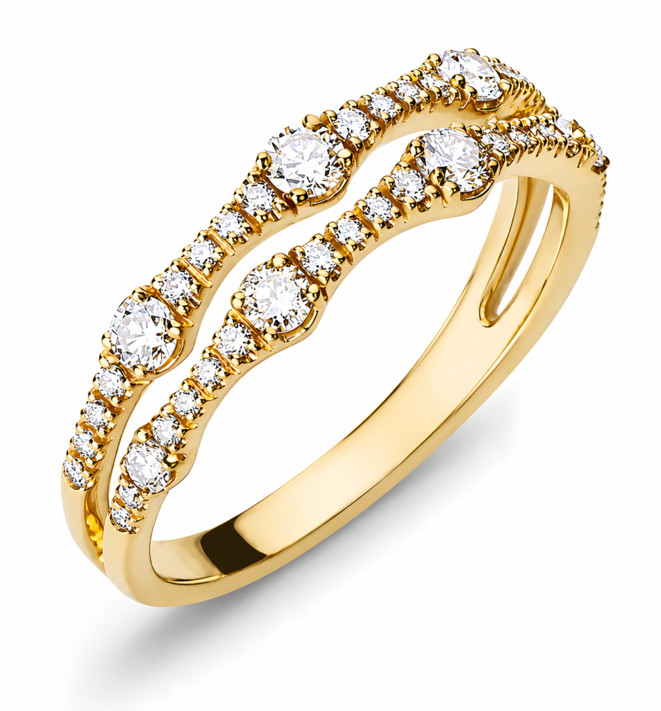 Ring Gelbgold 750 mit offener, zweireihiger Ringschiene