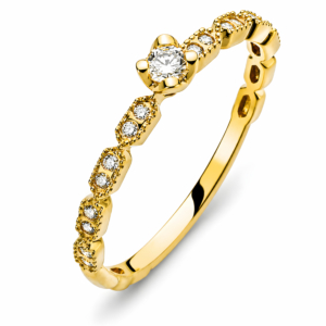 Ring Gelbgold 750, 1 Brillant H SI 0.08ct