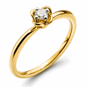 Solitär Ring Gelbtgold 750 H SI 0.10ct.