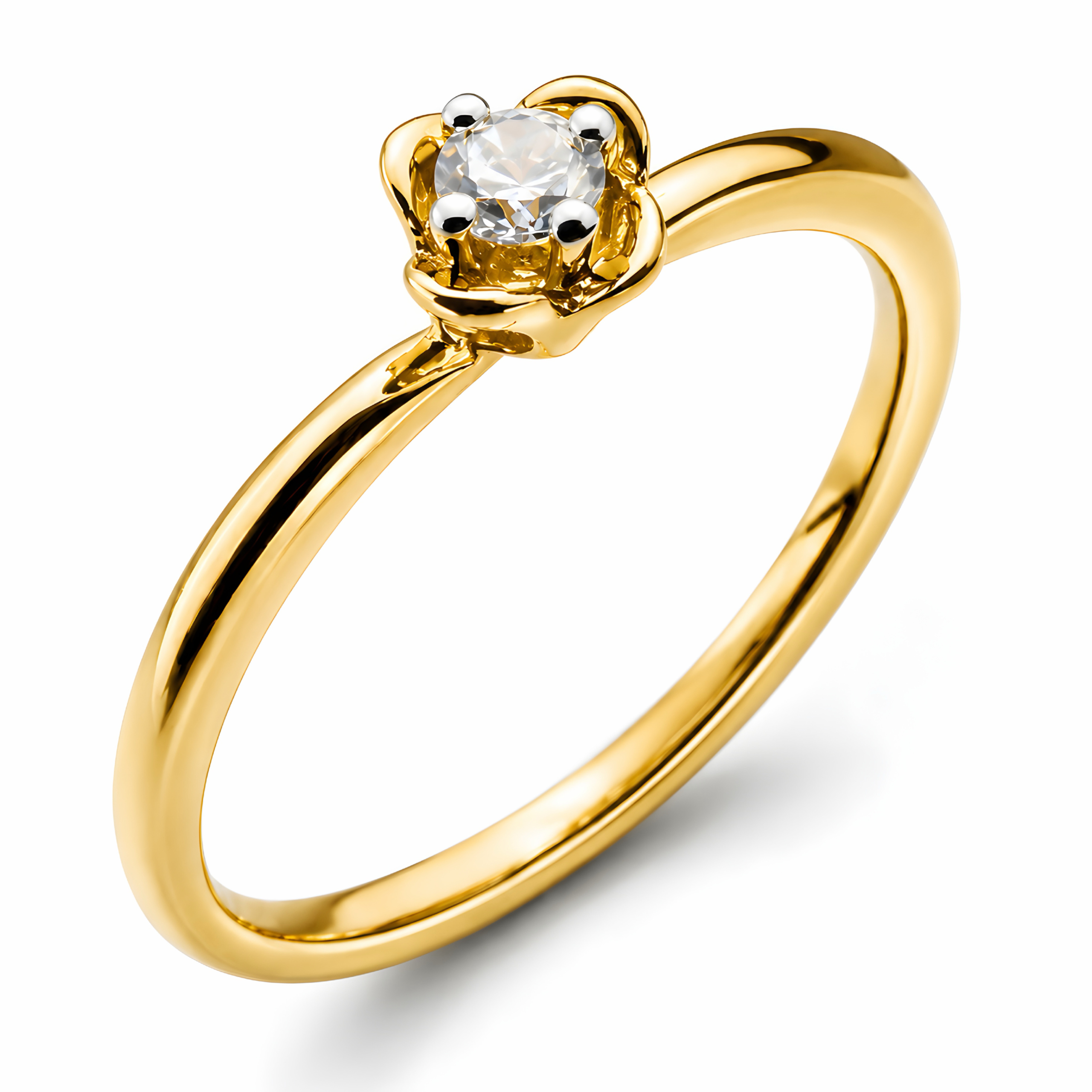 Solitär Ring Gelbtgold 750 H SI 0.10ct.