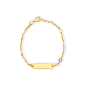 Baby Kinder Gelbgold Bracelet mit Zirkonia-Stein & Gratis Gravur - GB-949/9 Karat