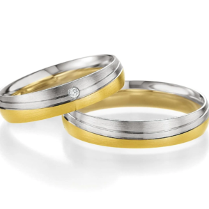 Eheringe Basic Light 2 Bicolor von Breuning - Weissgold/Gelbgold, 0.020 ct Diamant